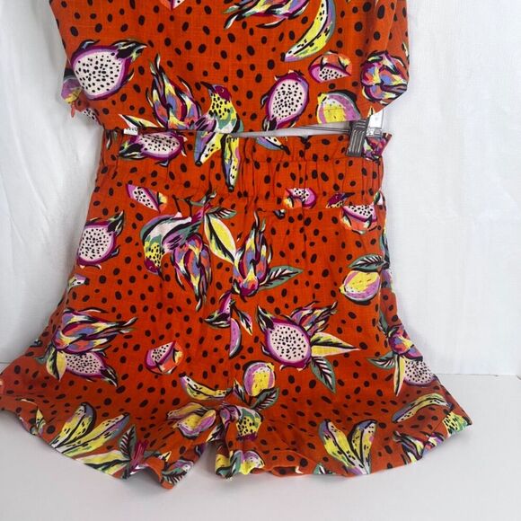 OPT Two Piece Linen Blend Set Top & Shorts Hawaiian Floral Polka Dot Print S/M* - Picture 8 of 15